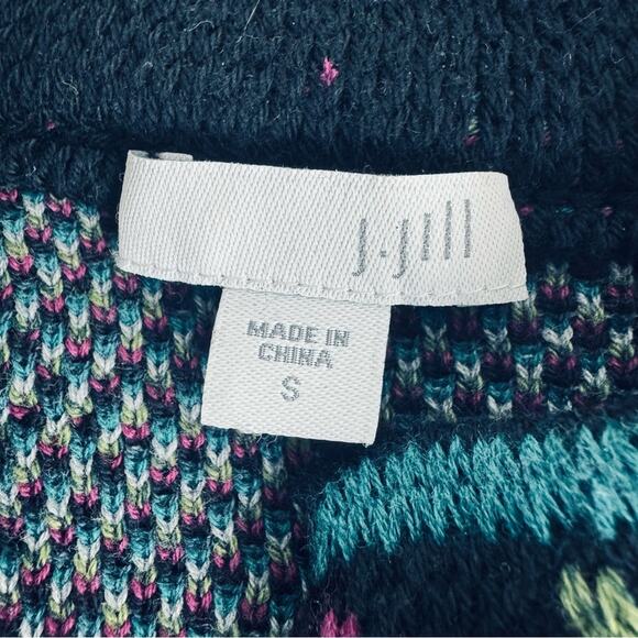 J. Jill Duster Cardigan Topper Coat Duster Black Floral Jacquard Snap Up Size S - Picture 8 of 12